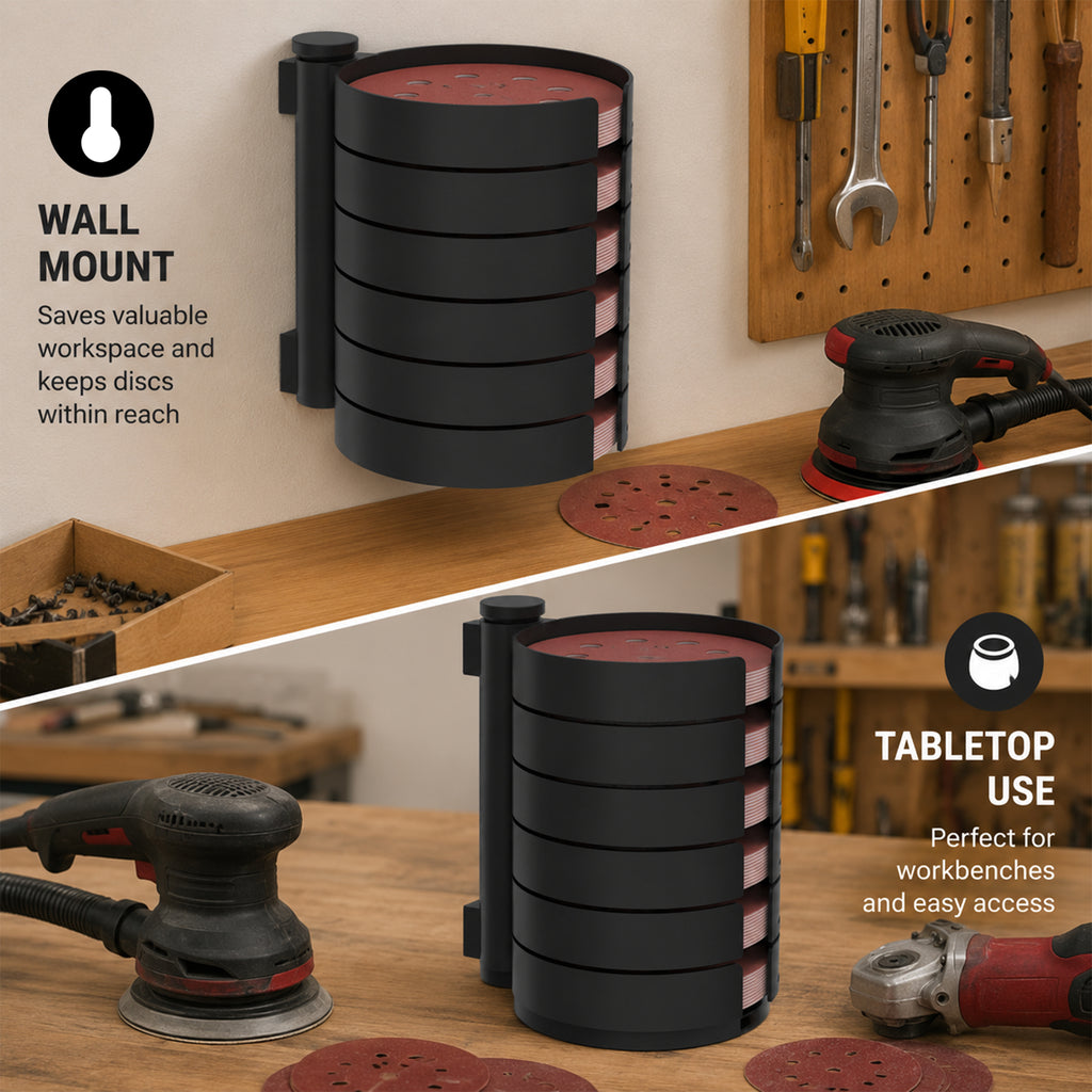 Rotating 5 Inch Sanding Disc Organizer